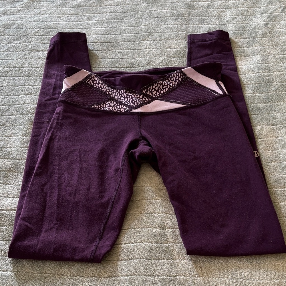 Lululemon Purple Leggings with Pink Accents